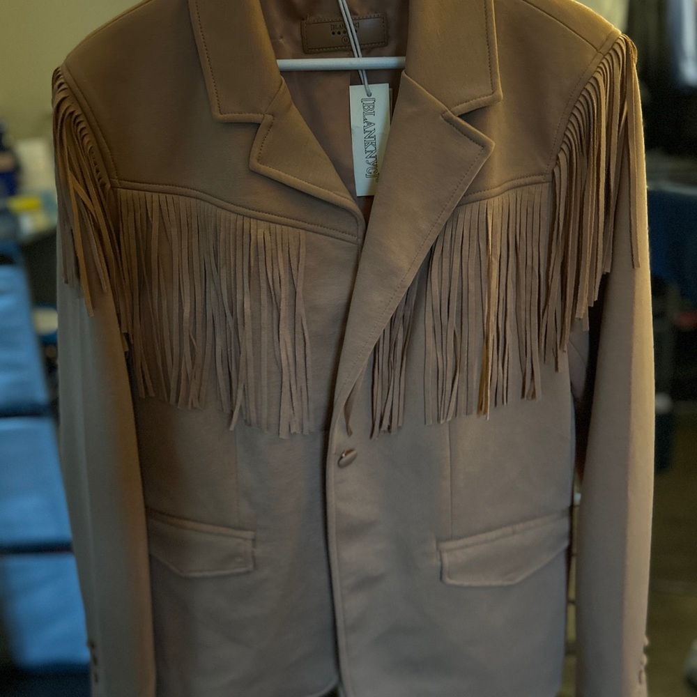 Blank NYC Tan Fringe Leather Jacket